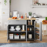 Carrello da cucina 132.5x44(70)x90 cm con piano ribaltabile in MDF grigio
