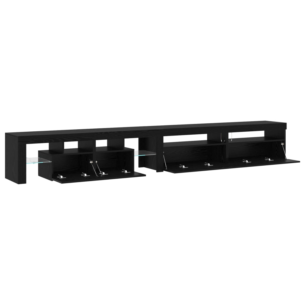 Mobili TV  3 pcs con Luci LED Quercia Nera Legno Ingegnerizzato