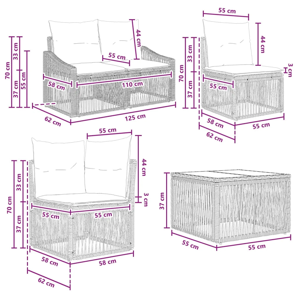 Set Divano da Giardino 9 pz Grigio polyrattan 3435953