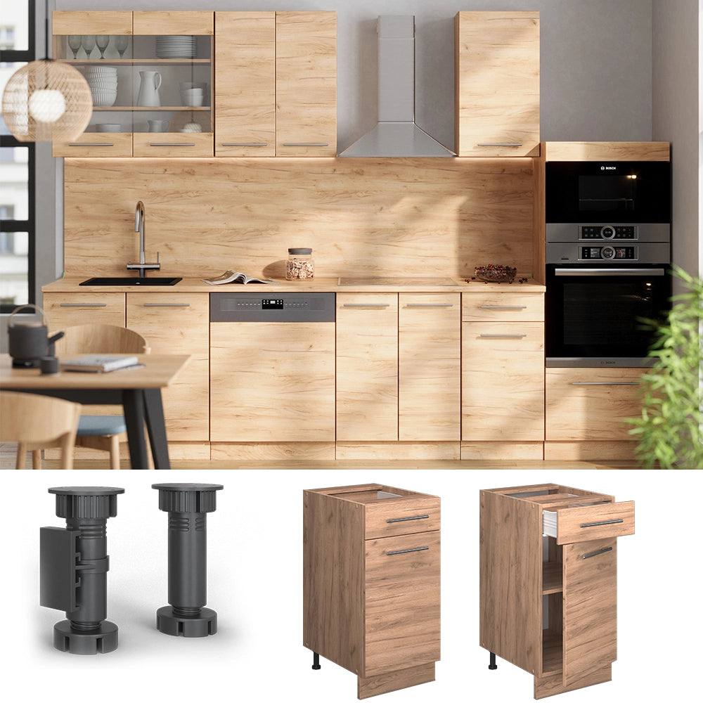 Vicco Mobiletto base per cucina Quercia dorata 40 cm , PL Rovere