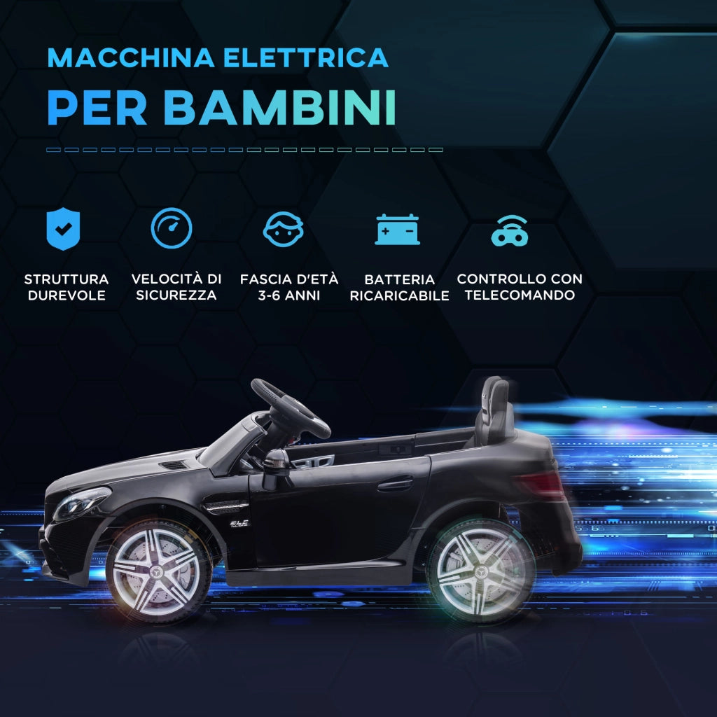 Automobile Telecomandata Mercedes SLC 300 per Bambini ¨C zephmum ¨C Nero PP e Metallo 107x62.5x44 cm