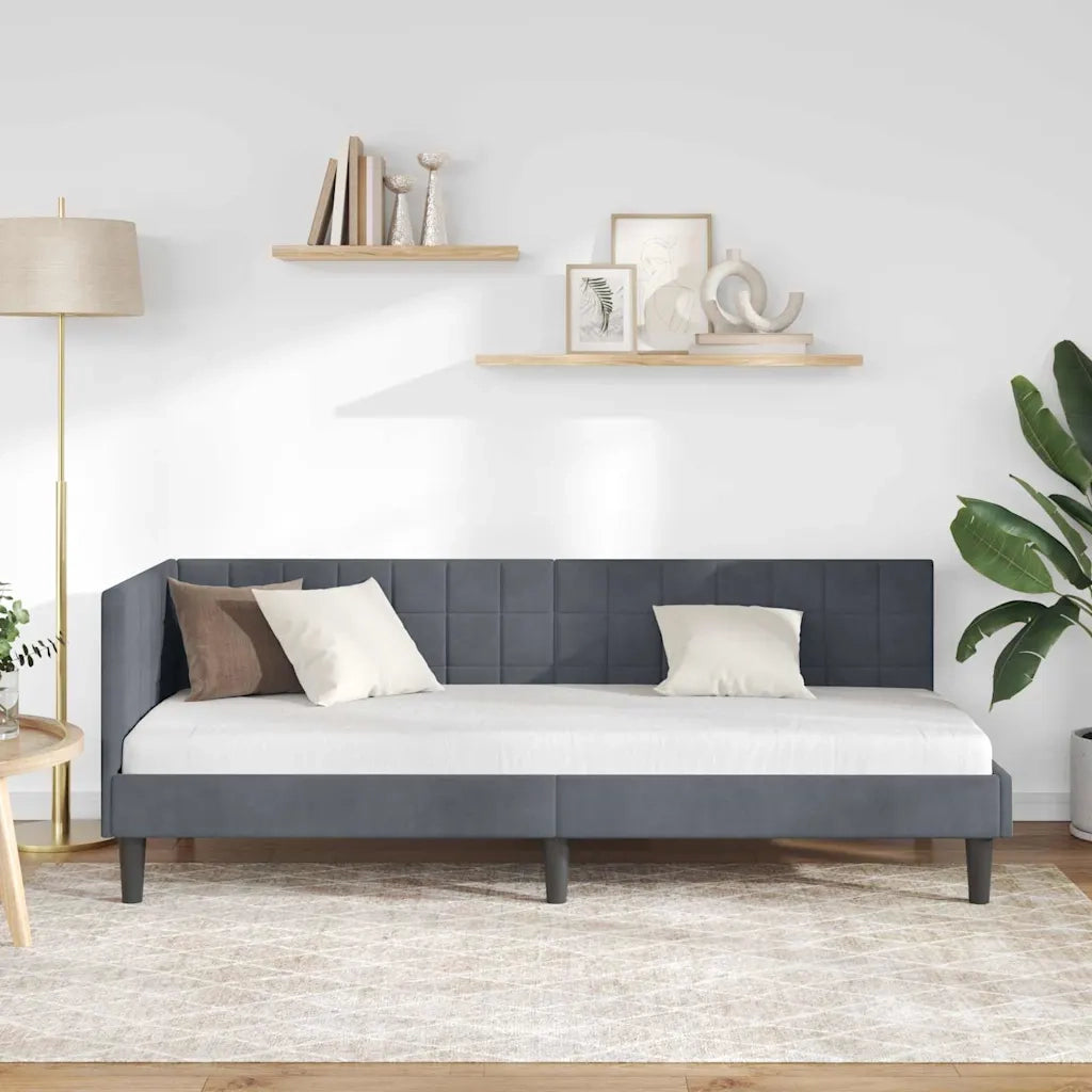 Cornice del letto ad angolo Grigio scuro 80 cm x 200 cm Velluto 42016409