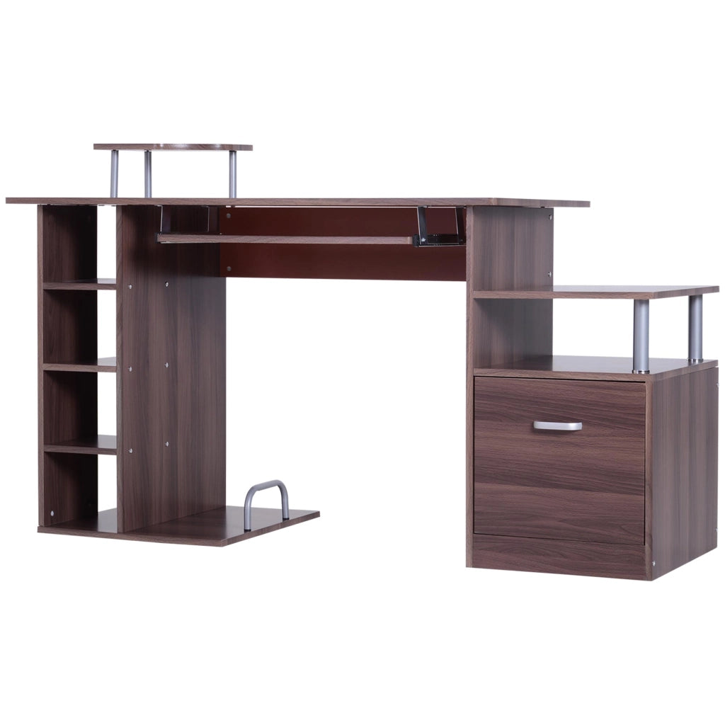 Scrivania per PC con Cassetto e Scaffale ¨C zephmum ¨C Legno 90x50x75 cm