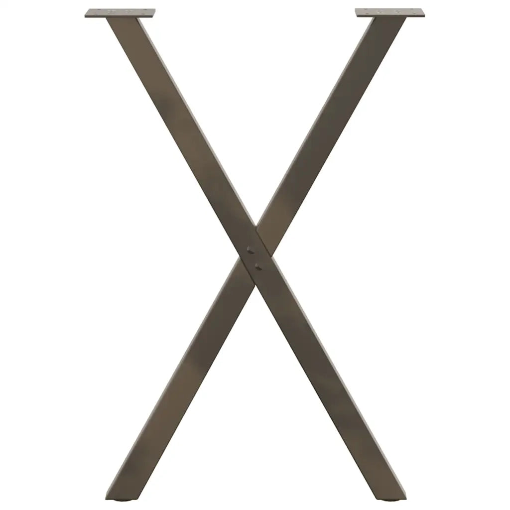 Gambe per tavolo da pranzo a forma di X 2 pz in acciaio naturale 57x(72-73) cm 4012915