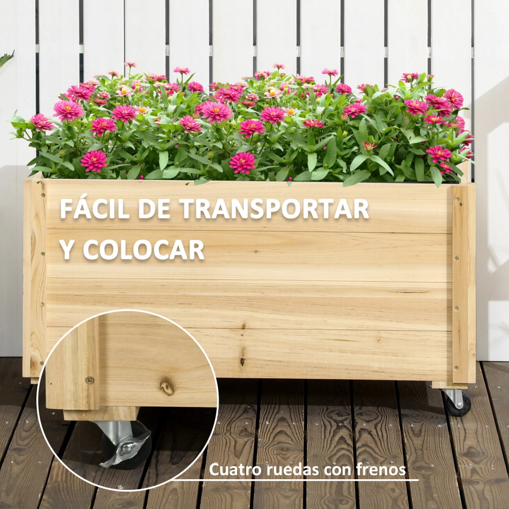 Fioriera Giardino Legno con Drenaggio e Telo ¨C zephmum ¨C 89x48x47 cm Naturale