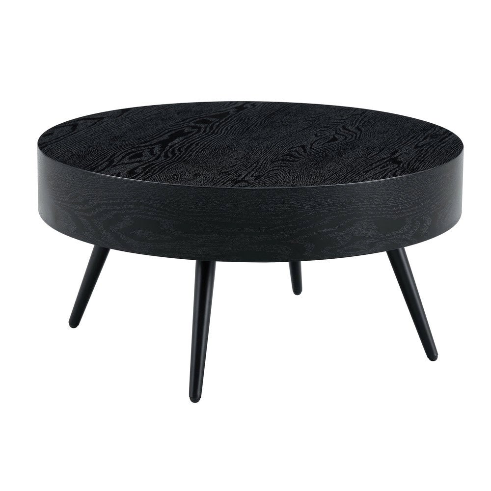 Tavolino da Caff¨¨ Rotondo ¨C Xylo ¨C Nero, MDF, Gambe in Metallo, ?70 cm