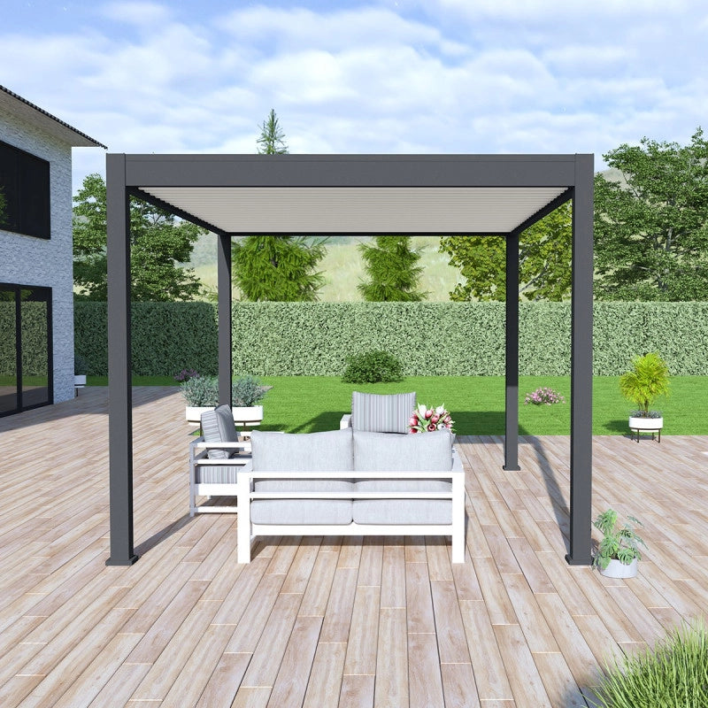 Pergola bioclimatica OmbrÃ©aÂ® VS autoportante 3x4M - Antracite - Lamelle bianche