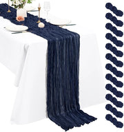 12 pezzi di tovagliato da tavola in blu marino 3 m Boho tovagliato da tavola 55 x 300 cm Tovagliato da tavola rustico romantico per matrimoni, docce di nozze, Thanksgiving, decorazioni natalizie