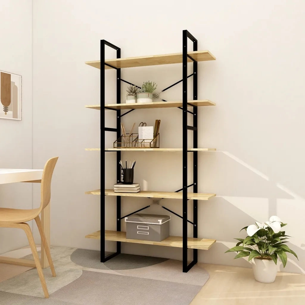 Libreria a 5 Ripiani 100x30x175 cm in Legno Massello di Pino 3082003