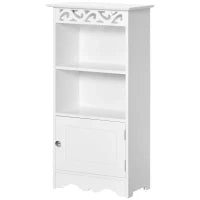 Mobiletto da terra  e un Armadietto 2 Ripiani Anta in MDF Bianco Bagno MDF 40L x 23P x 80A cm Bianco
