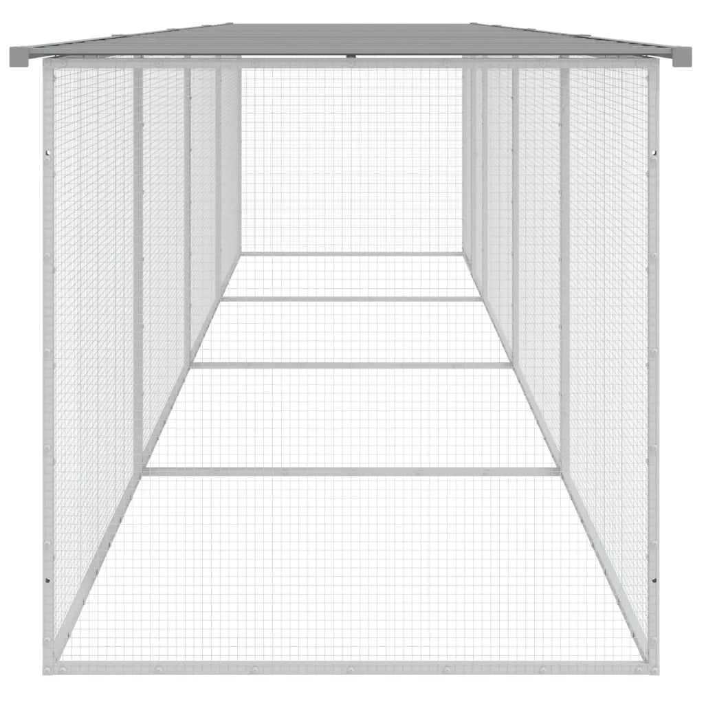 Gabbia Polli Tetto Grigio Chiaro 403x98x90 cm Acciaio Zincato 3189055