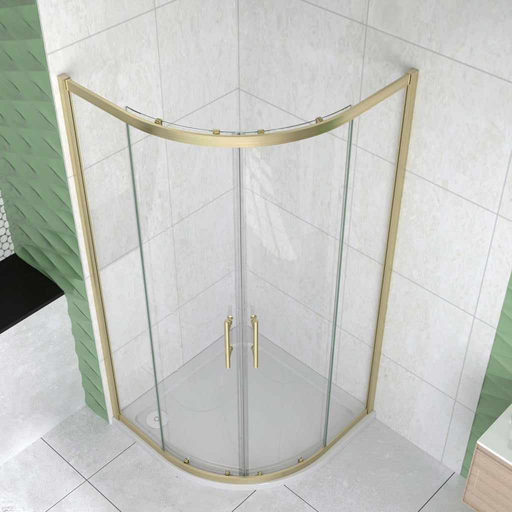 Box Doccia Semicircolare 80X80 cm Porte Scorrevoli Vetro Temperato 6 mm Trasparente Anticalcare Oro Spazzolato 190 cm