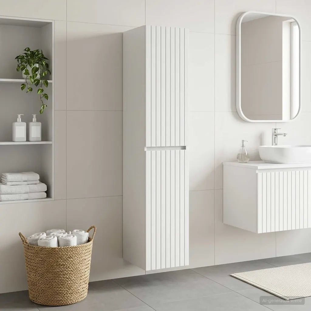 Mobiletto da Bagno a Muro Bianco 33 x 34,5 x 160 cm