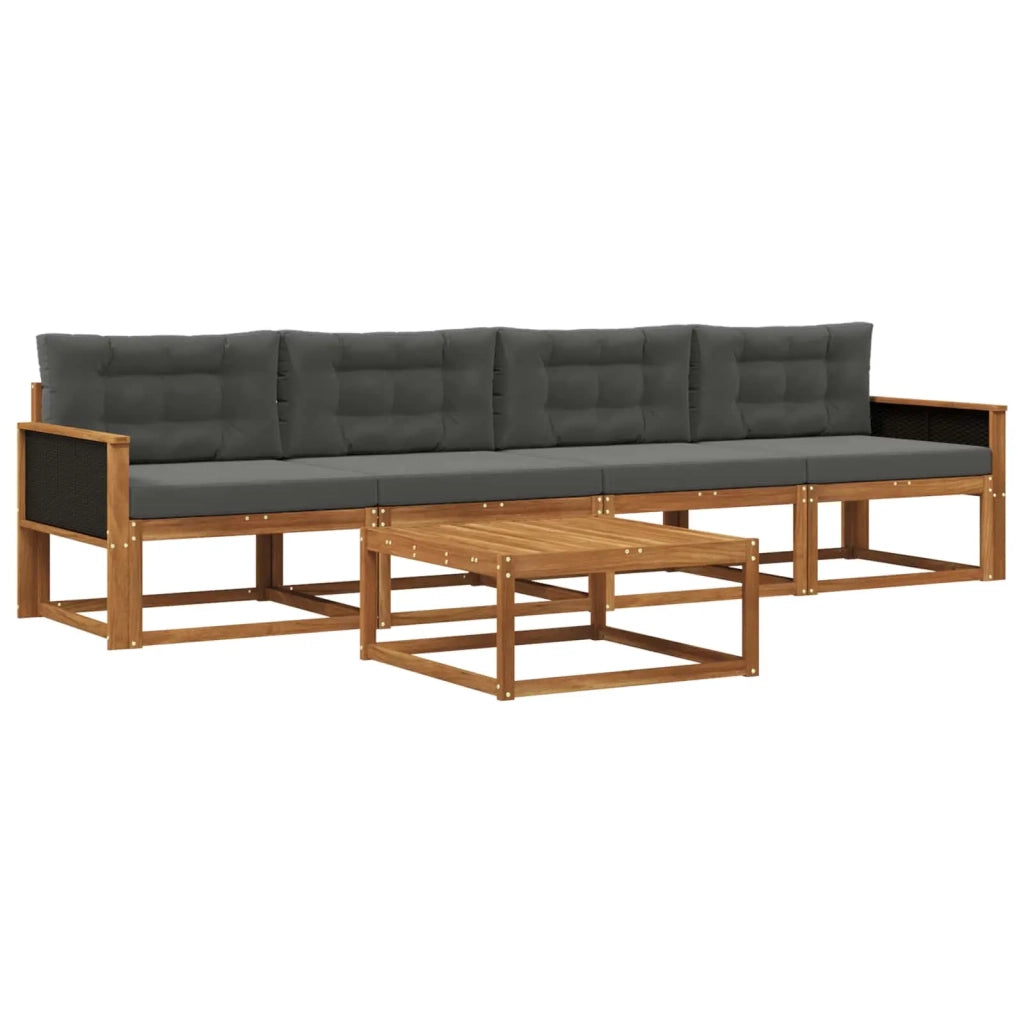 Set di divani da esterno con cuscino 5 pcs Naturale e Antracite