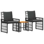Set di Mobili da Esterno 3 pz | Set Salotto da Giardino Nero e Grigio scuro