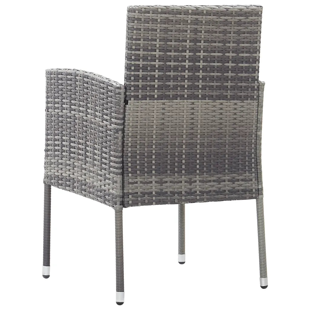 Sedie Giardino con Cuscini Grigio Scuro 4 pz Grigie Polyrattan 318708