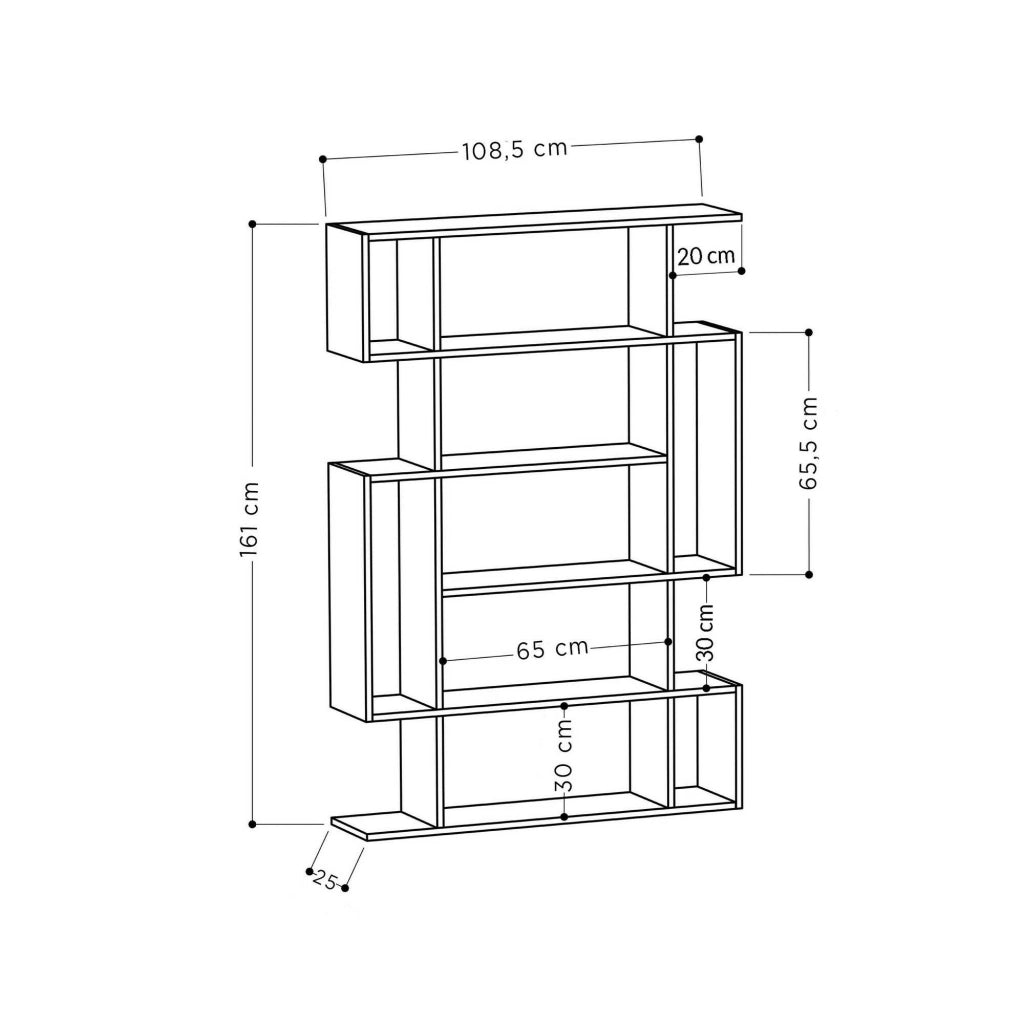 Biblioteca Marcellin, Libreria 4 Ripiani, 110x26x161h cm Bianco