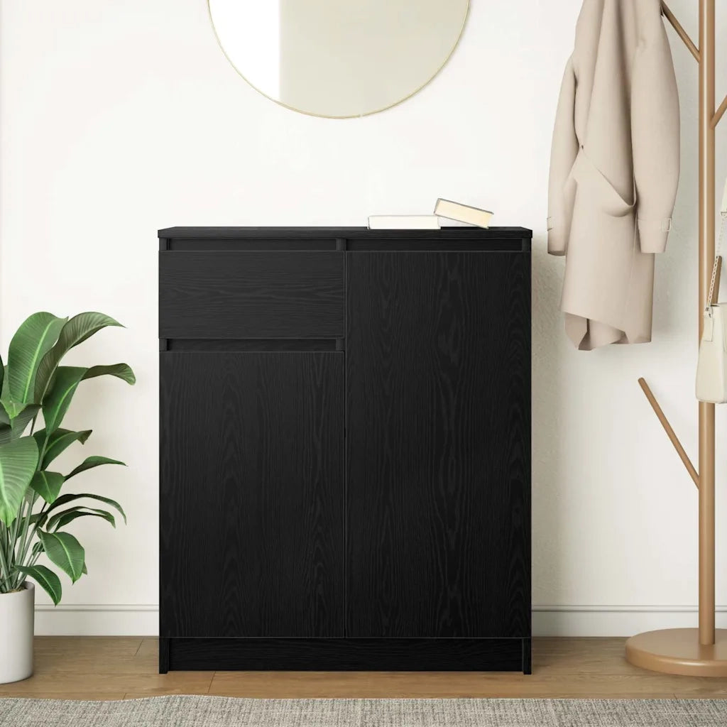 Credenza con Cassetto Rovere Nero 71x35x84 cm Legno Multistrato 861590