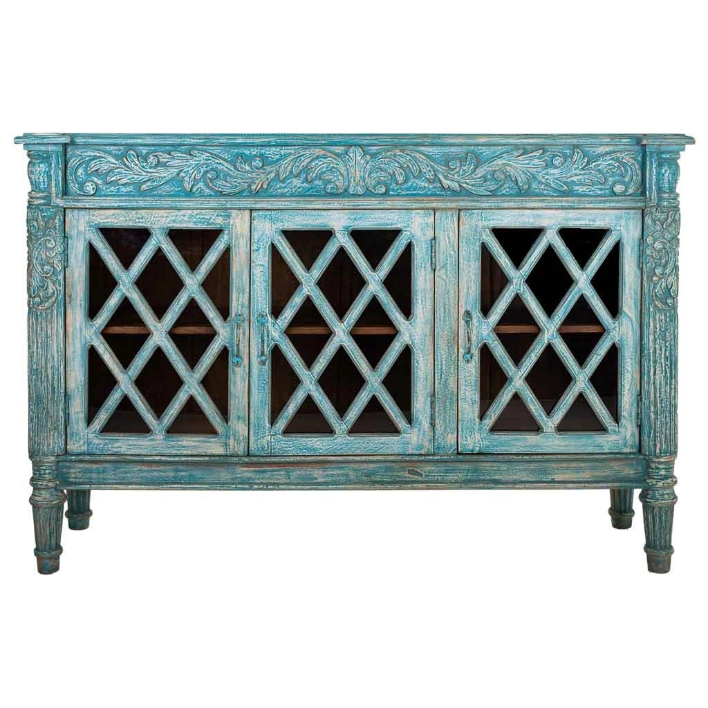 Credenza in legno blu 148x44x100