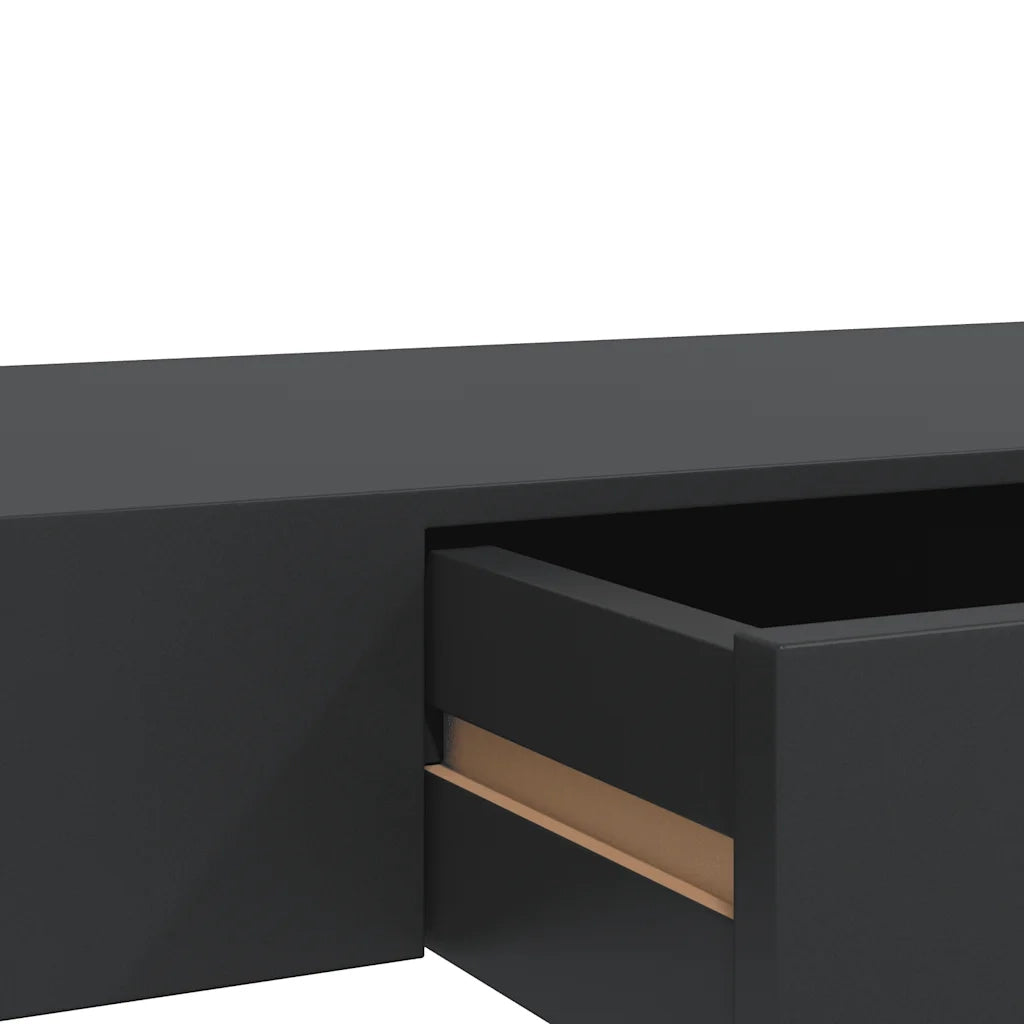 Mensola a Muro Galleggianti con Cassetto Nera 80x25x8 cm 288206