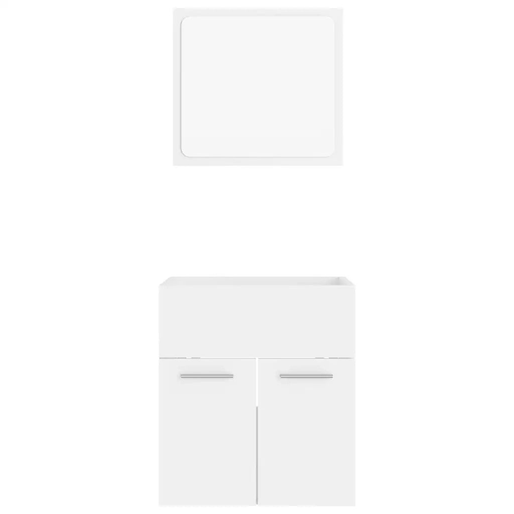 Set Mobili da Bagno | Armadio da bagno 2 pz Bianco in Legno Multistrato