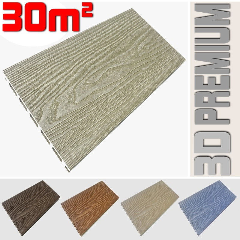 Listone WPC 3D 30m² per pavimentazione decking colore Cream effetto legno listone 146x2200mm spessore 25mm