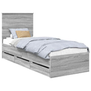 Letto singolo | Letto per adulti | Struttura del letto con cassetto Grigio Sonoma 75 x 190 cm