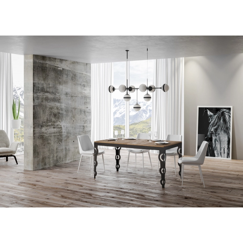 Tavolo allungabile 90x160/420 cm Karamay Evolution telaio Antracite - Quercia Natura