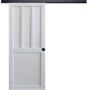 Porta Scorrevole Officina 2 pannelli bianchi H204 x L83 + binario in alluminio nero e 2 gusci neri