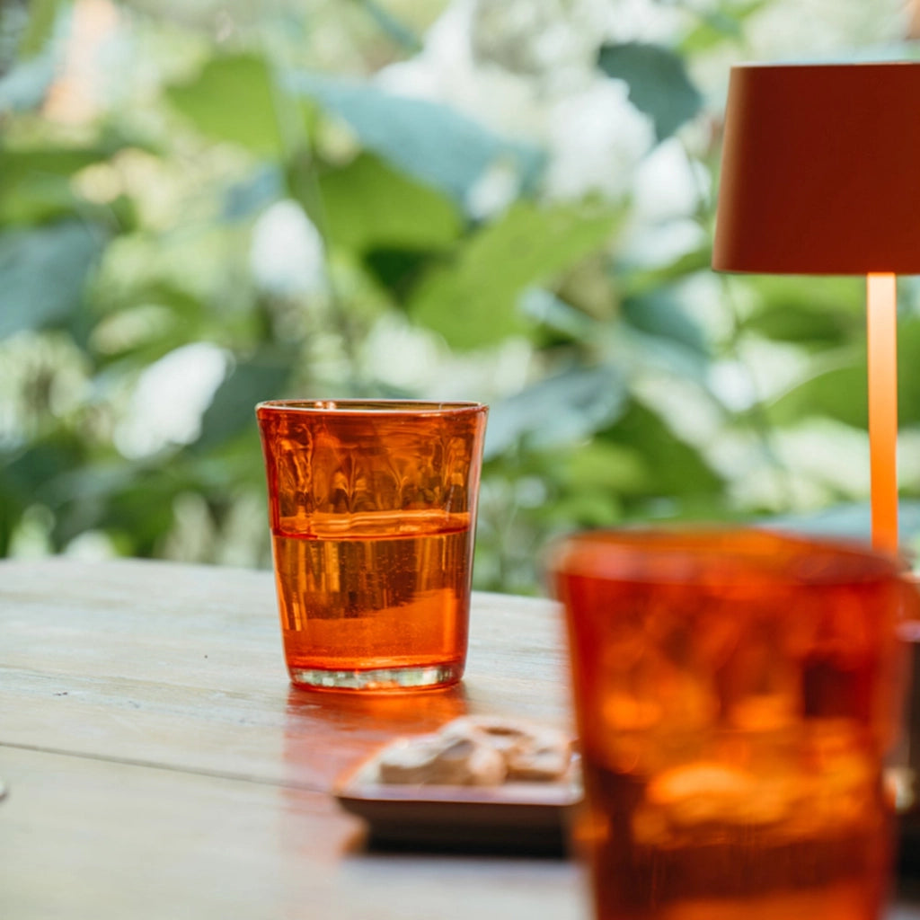 Zafferano Set 6 Bicchieri Tumbler Serie Bei Colore Arancione in Vetro Soffiato a Mano Volante Alta Qualità Artigianale per Tavola Elegante