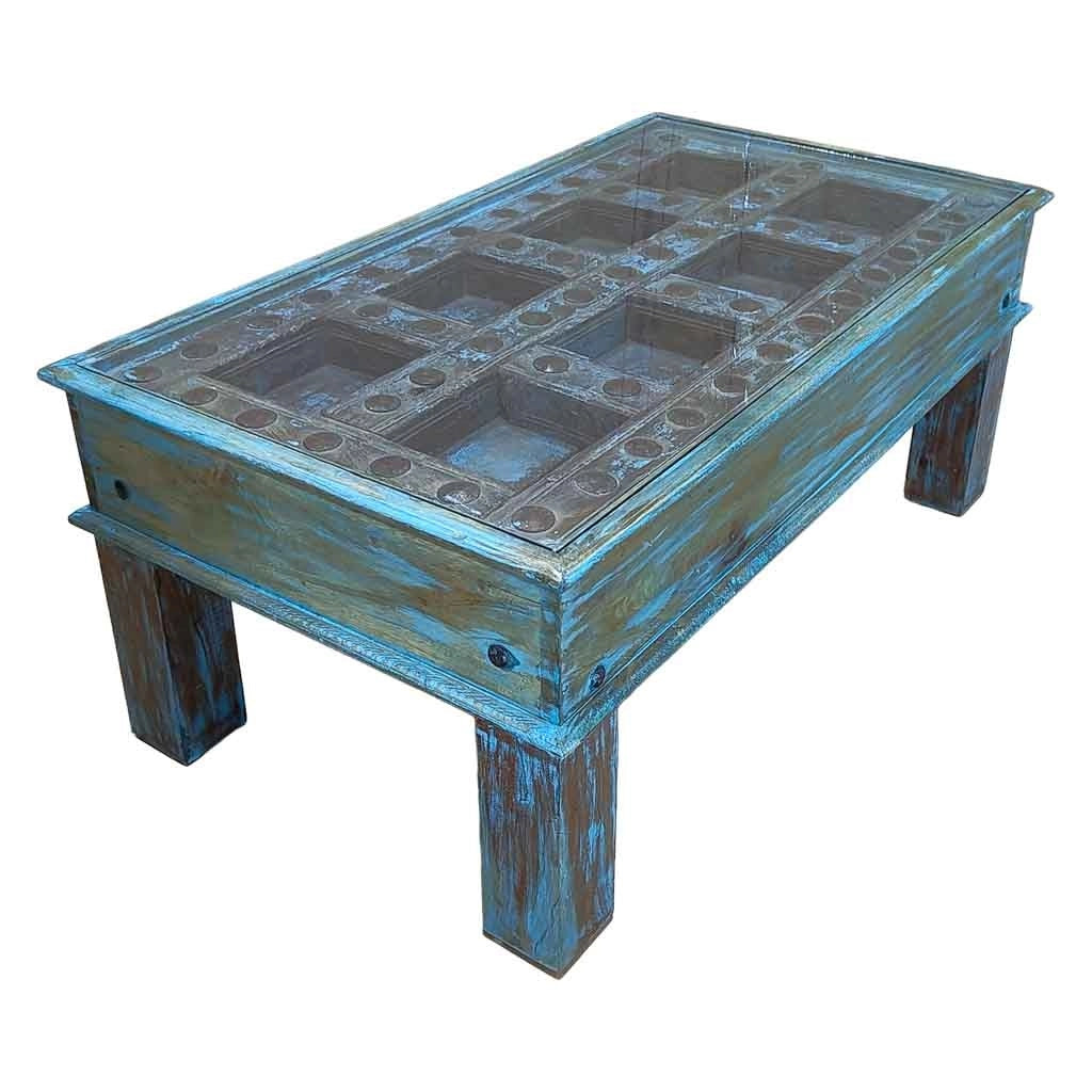 Tavolino da caffè in legno fatto a mano 107x57x45h cm