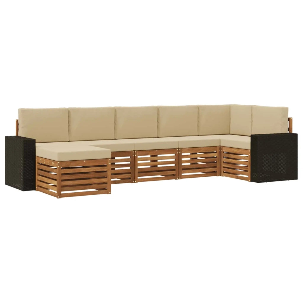 Set di divani da esterno 7 pz Naturale e Beige 3384634
