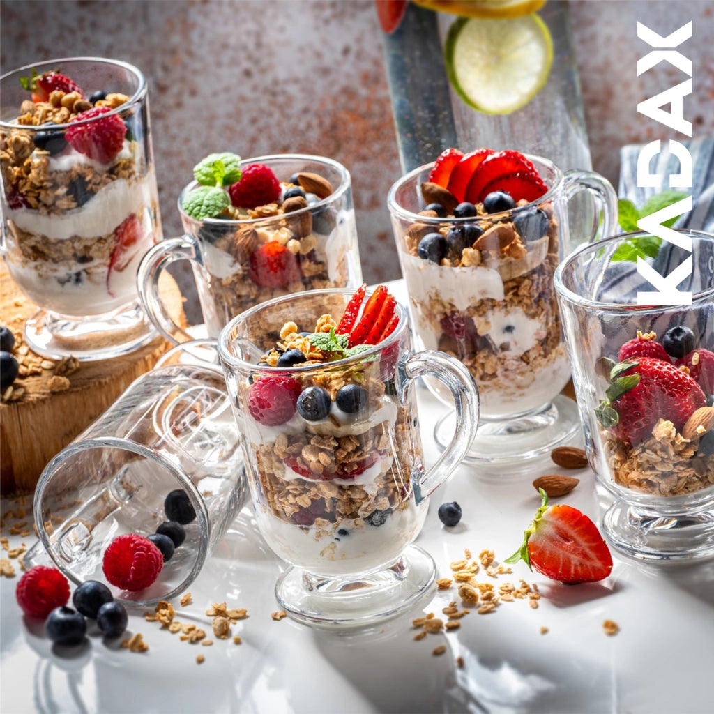 KADAX Bicchieri da caffè, latte e tè, 12 pezzi da 300 ml con manico, compatibili con macchine da caffè espresso.