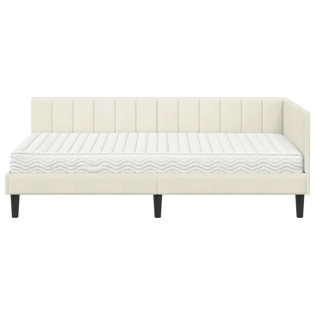 vidaXL Cornice del letto ad angolo Crema 100 x 200 cm Velluto
