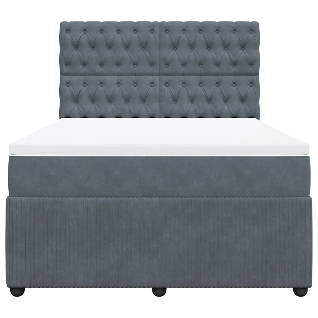 Giroletto a Molle con Materasso Grigio Scuro 160x200 cm Velluto