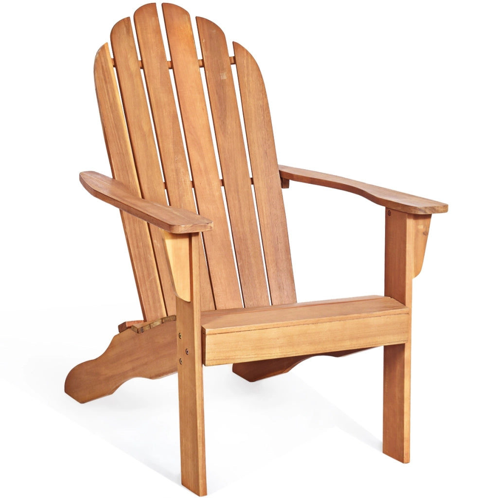 Sedia di legno Adirondack da esterno in legno di acacia, Poltrona di legno per giardino balcone piscina, Naturale-Poltrone e sdraio