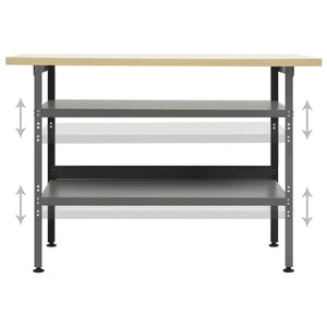 Banco da Lavoro Grigio 120x60x85 cm in Acciaio cod mxl 20269
