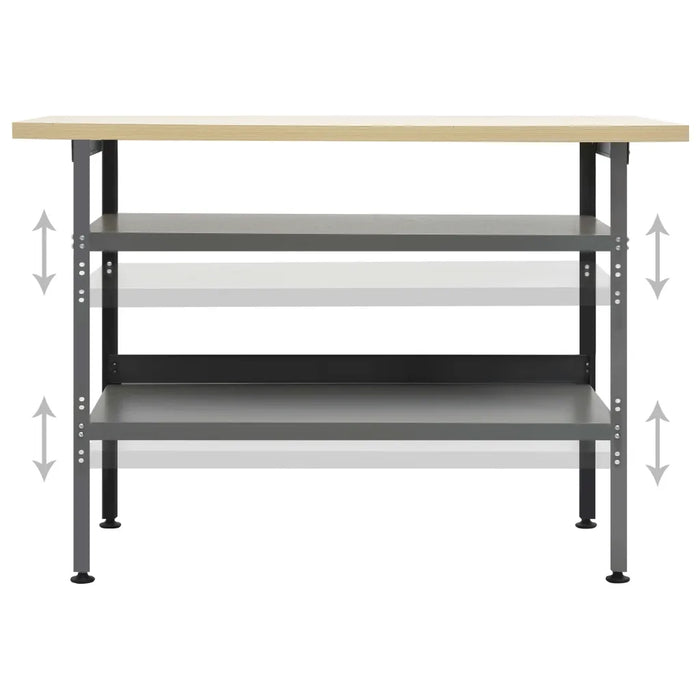 Banco da Lavoro Grigio 120x60x85 cm in Acciaio cod mxl 20269