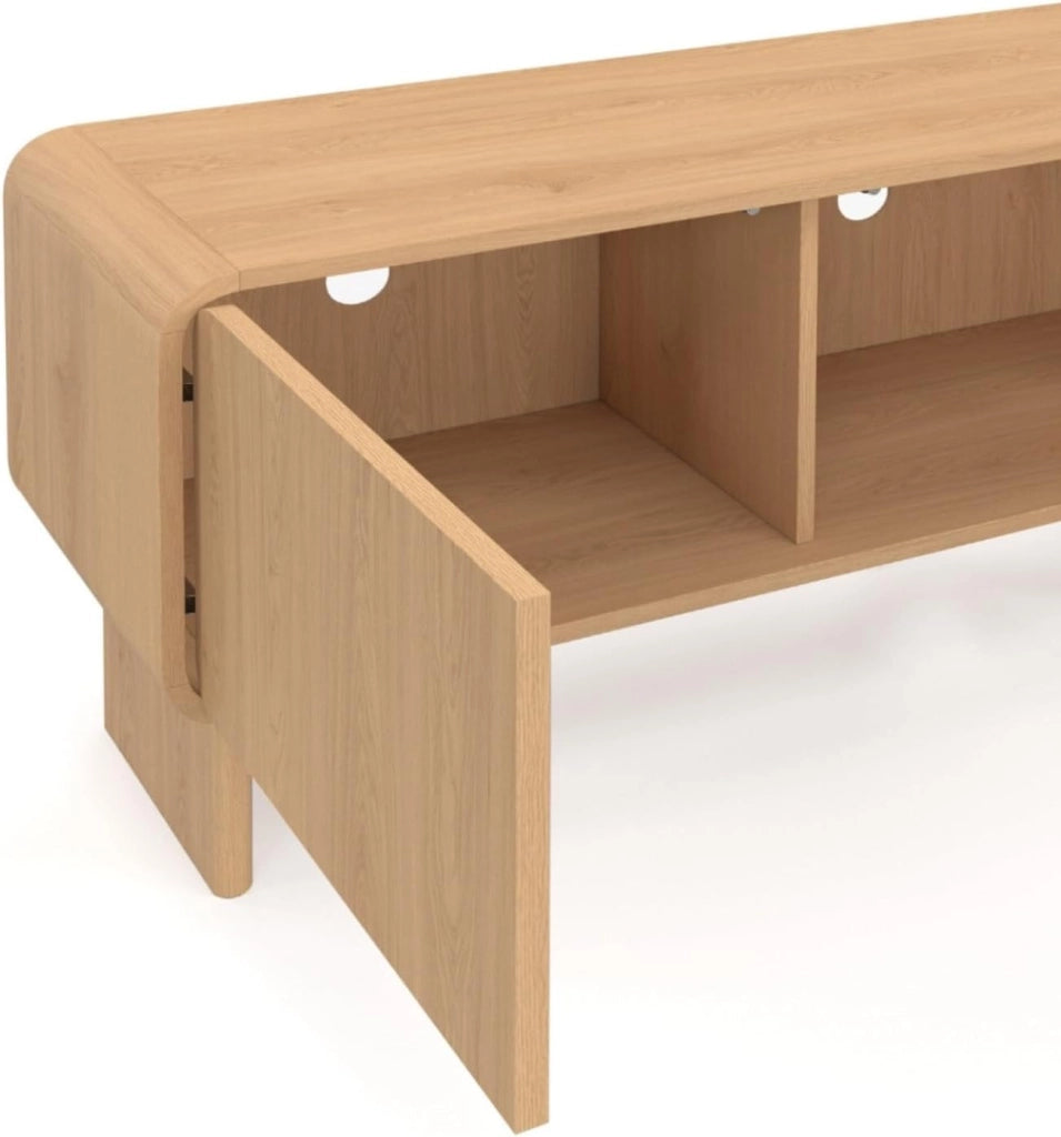 140 cm CAPUCINE Mobile TV a 3 ante dal design arrotondato in faggio