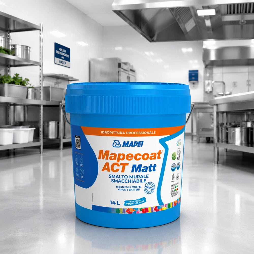 Mapei mapecoat act matt 14 l smalto murale interni smacchiabile anti muffa