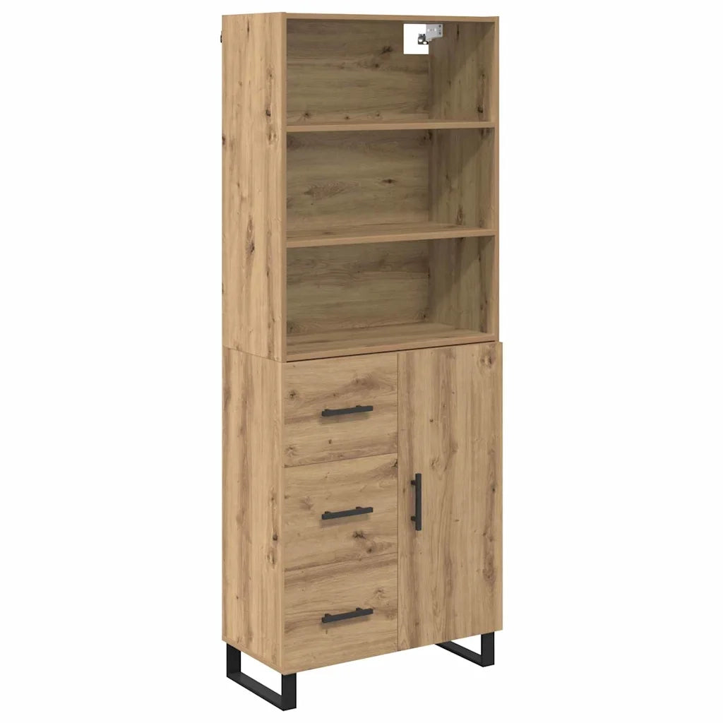 Credenza con Cassetto-Buffet-Armadio da cucina Rovere artigianale 69,5 x 34 x 180 cm 485702