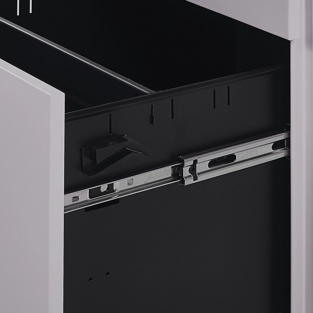 Mobiletto Ufficio Grigio Acciaio con Ruote 3 Cassetti Chiusura a Chiave Design Industriale