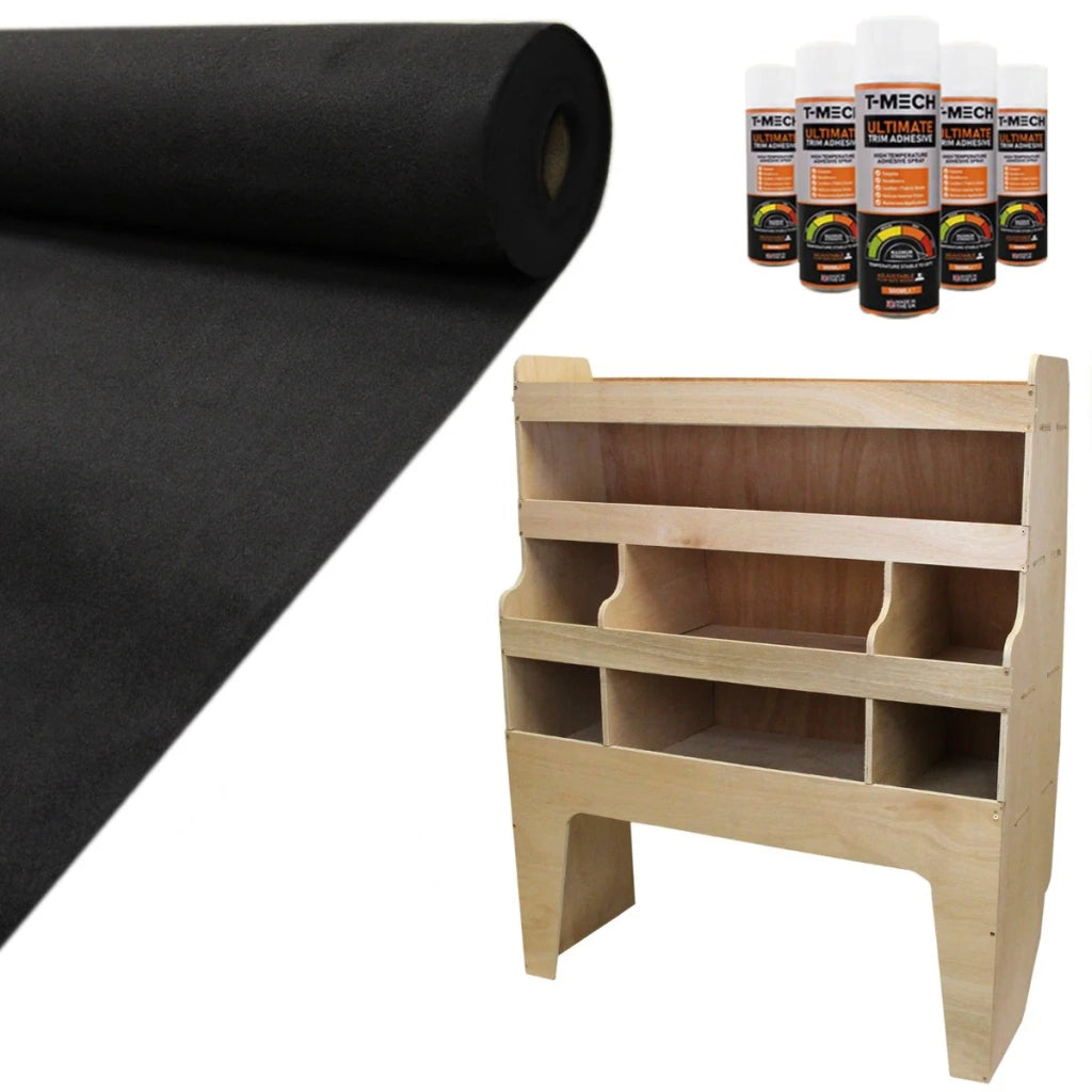 Tappezzeria Camper Furgone Nero & Scaffale per Furgone VW Transporter