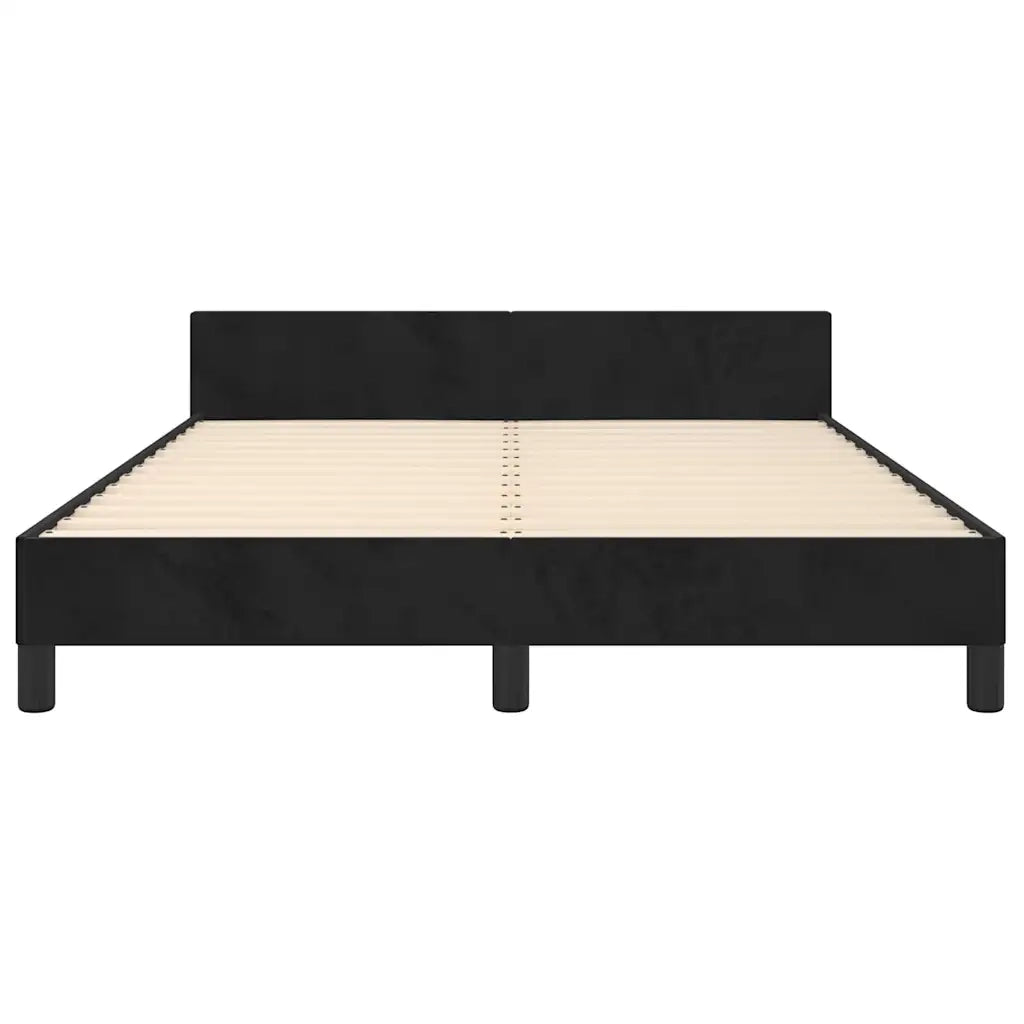 Letto matrimoniale | Letto per adulti | Giroletto senza Materasso Nero 140x190 cm in Velluto