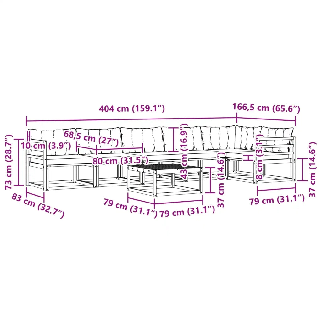 Set di divani da esterno 7 pcs Bianco e Beige 79 x 79 x 37 cm