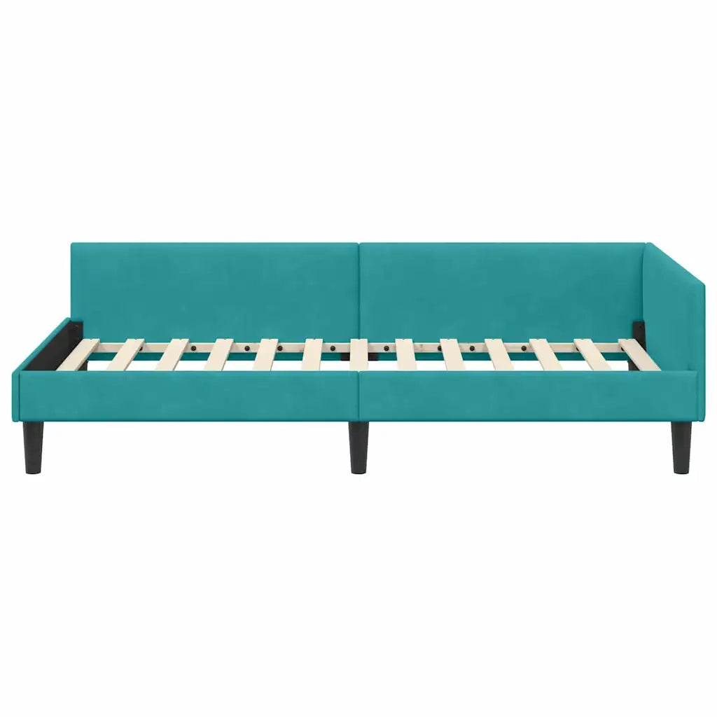 Cornice del letto ad angolo Turchese 80 cm x 200 cm Velluto 42016142