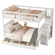 LETTO a castello con scala e 2 cassetti 140x200 cm bianco