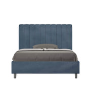 Letto una piazza e mezza senza rete imbottito 120x190 microfibra blu Agueda