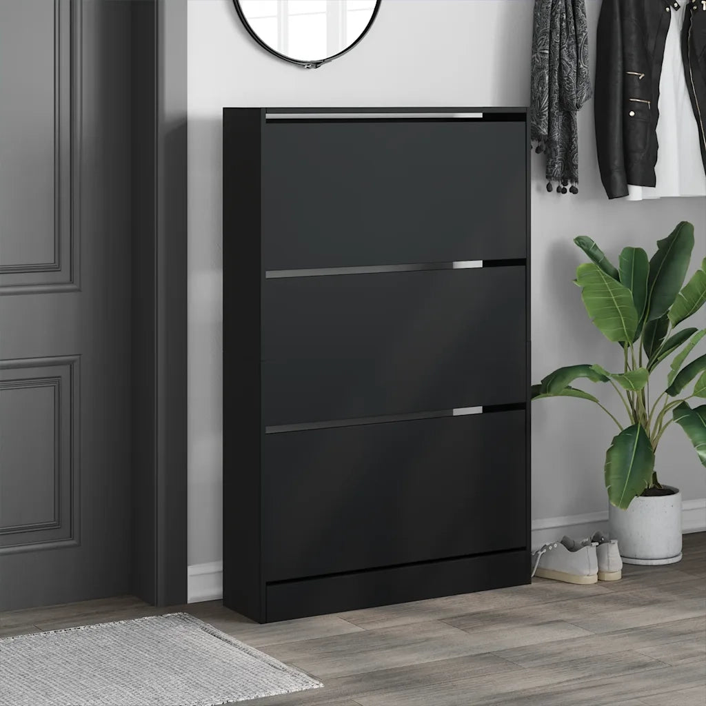 Scarpiera | Mobile per scarpe Nera 80x21x125,5 cm in Legno Multistrato