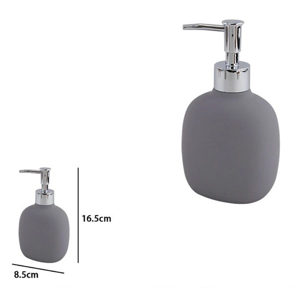 Trade Shop - Dispenser Sapone Liquido Grigio In Abs Con Pompa Cromo Per Bagno Accessorio 87809 -